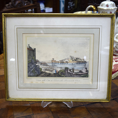 Гравюра "Вид на город Таранто" 